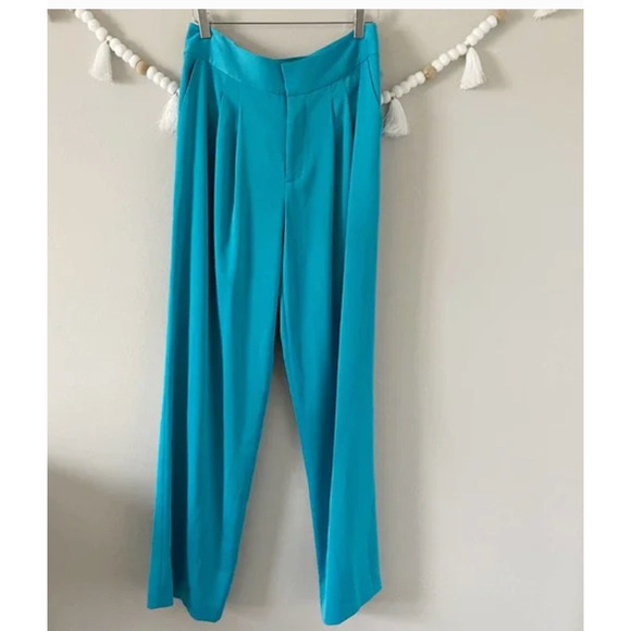 NEW Alice + Olivia Atia Wide-Leg Pleated Suit Pants Ocean Floor Women's Size 4 - Picture 6 of 8